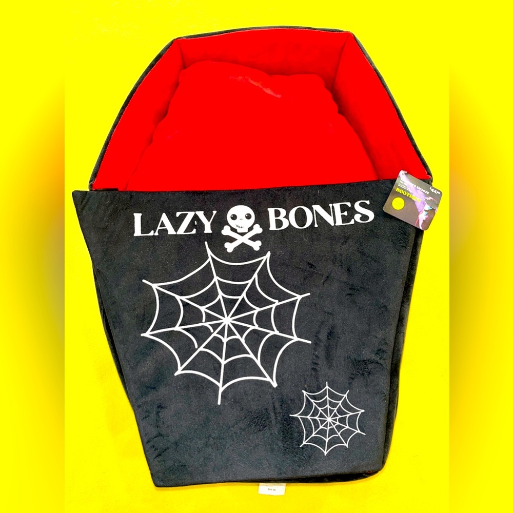 Dog Bed - Coffin - Black Red - Removable Pillow - Size M - Brand New